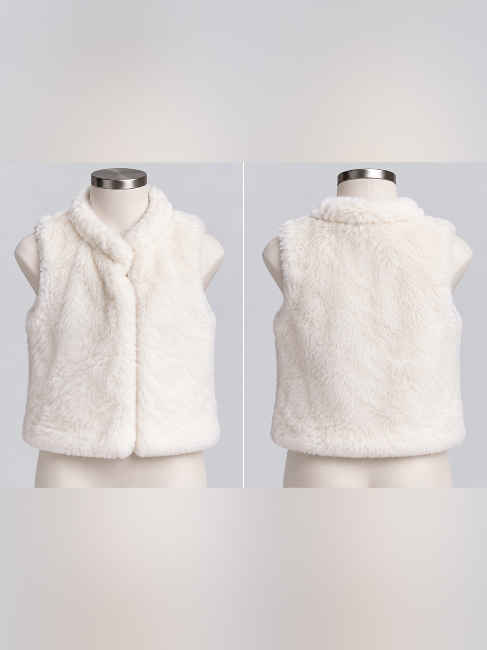 EPIC THREADS Ivory Faux Fur Girls Vest size large